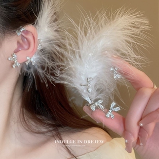 超仙羽毛耳饰精灵耳挂耳骨夹耳饰2024新款耳坠无耳洞精灵耳骨夹