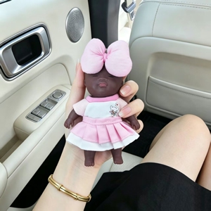 娜塔莎14cm黑肤娃衣粉蝴蝶结