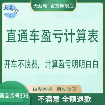 直通车盈亏计算表电商淘宝直通车推广工具表格保本ROI盈亏预算计