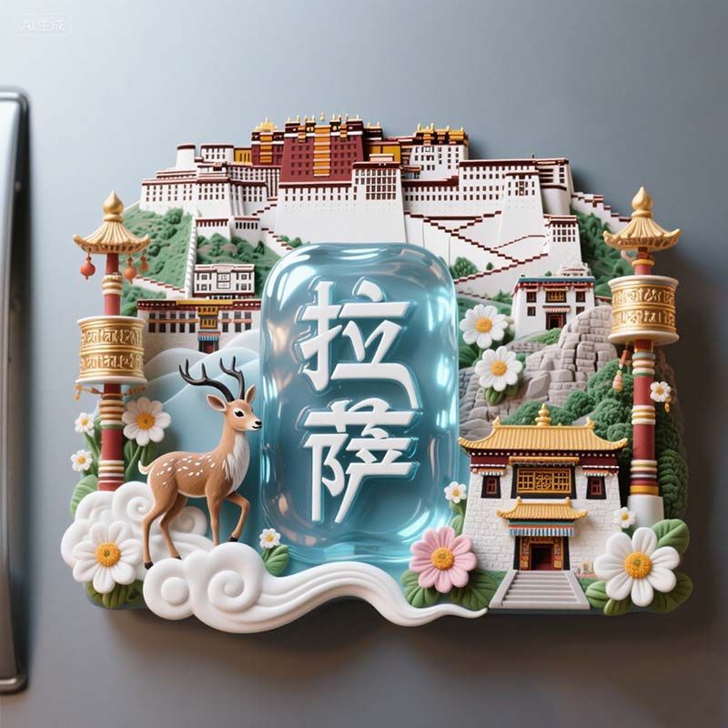 【拉萨】景点金属立体浮雕冰箱贴门贴装饰旅游景区纪念品文创礼物