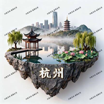 杭州金属浮雕立体冰箱贴旅游景点景区西湖文创创意国潮装饰伴手礼