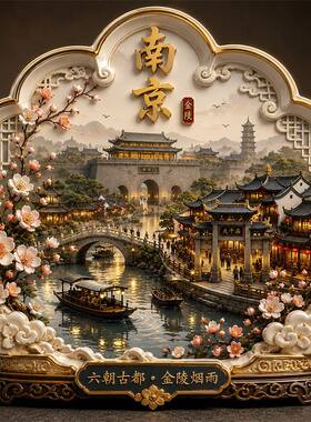 南京金陵中华门金属浮雕冰箱帖