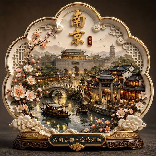 南京金陵中华门金属浮雕冰箱帖