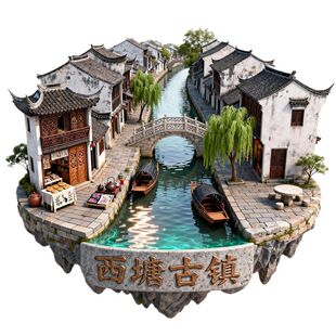 西塘古镇烟雨长廊金属浮雕立体冰箱贴旅游城市景点景区文创伴手礼