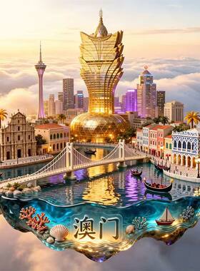 澳门金属浮雕立体冰箱贴新葡京旅游塔大三巴牌坊文创旅游伴手礼物
