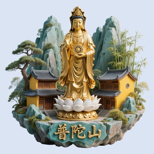 普陀山金属浮雕立体冰箱贴旅游景点文创纪念品南海圣境磁吸伴手礼