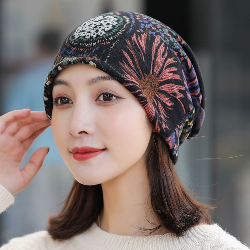 女士光头戴的帽子秋冬双层月子帽透气棉质款专用妈妈包头保暖睡帽