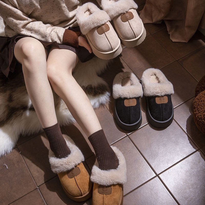 棉鞋女款2025新款全包跟棉拖鞋女士冬季外穿防滑加绒加厚底雪地靴