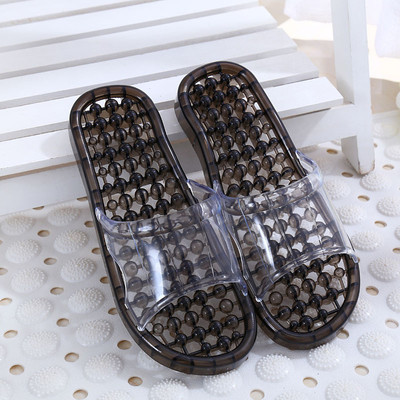 镂空水晶足底按摩凉拖鞋女夏时尚情侣洗澡男家用室内浴室海滩拖鞋