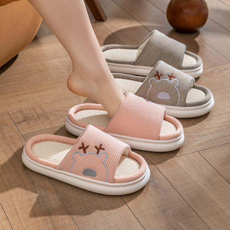 亚麻拖鞋女2025新款室内家居防滑浴室凉拖家用室内外情侣款高级感