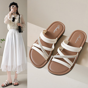 女士拖鞋海边沙滩女配裙子夏外穿女款可下水湿水度假风厚底不累脚