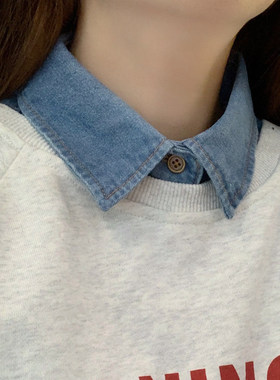 牛仔假领子高级感秋冬百搭衬衫假衣领女士内搭尖圆气质毛衣装饰领