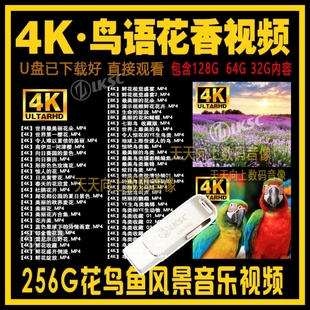 256G治愈系花鸟鱼视频U盘1080P超高清画质风景4K视频短片