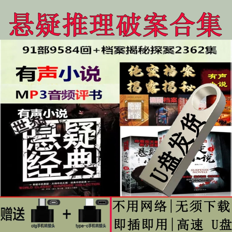 悬疑推理福尔摩斯破案MP3小说U盘内储存档案揭秘探案音频通用优盘