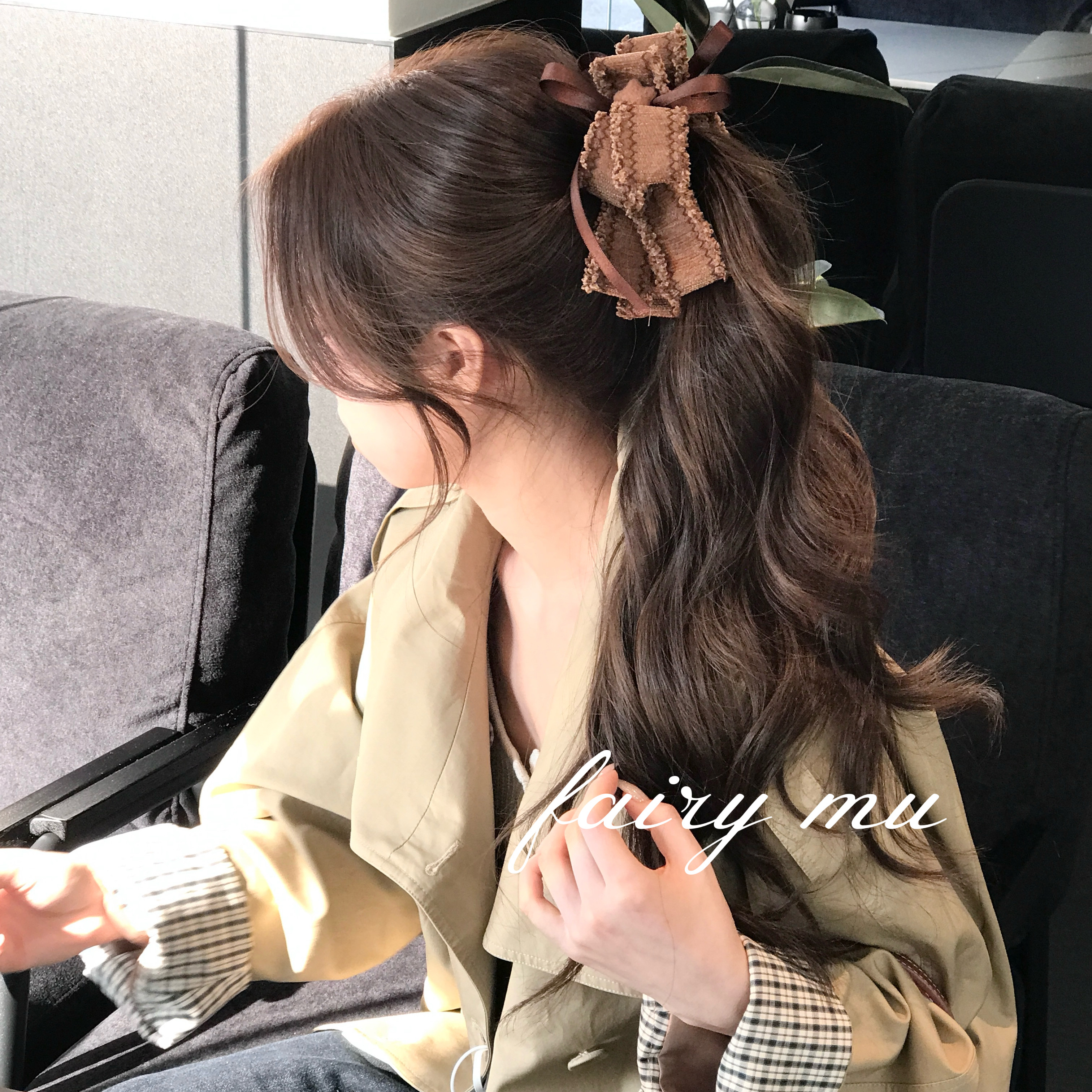查特学院秋冬蝴蝶结甜美发夹女13cm香蕉夹丸子头可爱发饰盘发气质