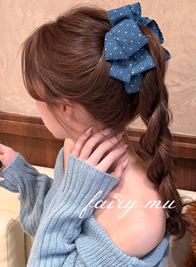 鎏金伯克利呢子13cm香蕉夹蝴蝶结发夹女慵懒风马尾扭扭夹后脑勺竖