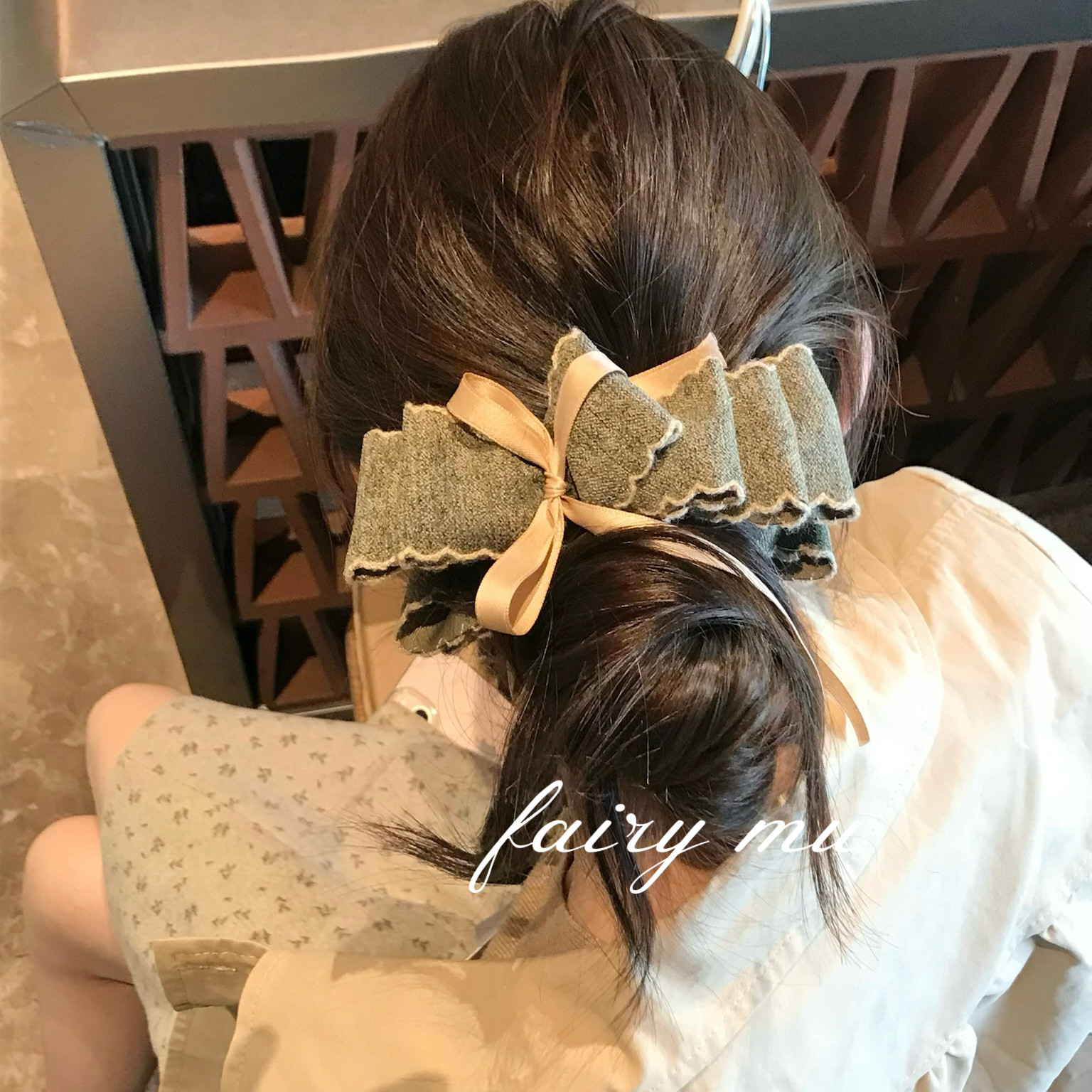 抹茶巧克力秋冬褶皱蝴蝶结发夹女慵懒风马尾13cm香蕉夹后脑勺竖夹