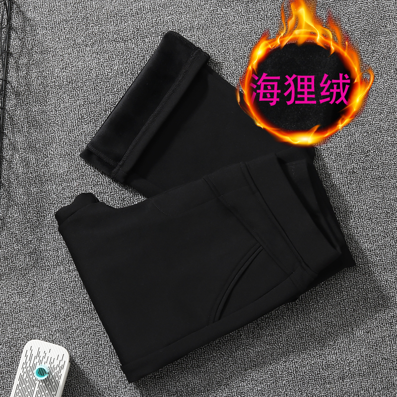 小个子外穿加绒裤子直筒高腰长裤