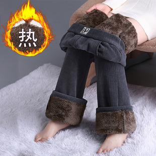 小个子雪尼尔微喇裤女秋冬羊羔绒高腰垂感加绒加厚灯芯绒保暖棉裤