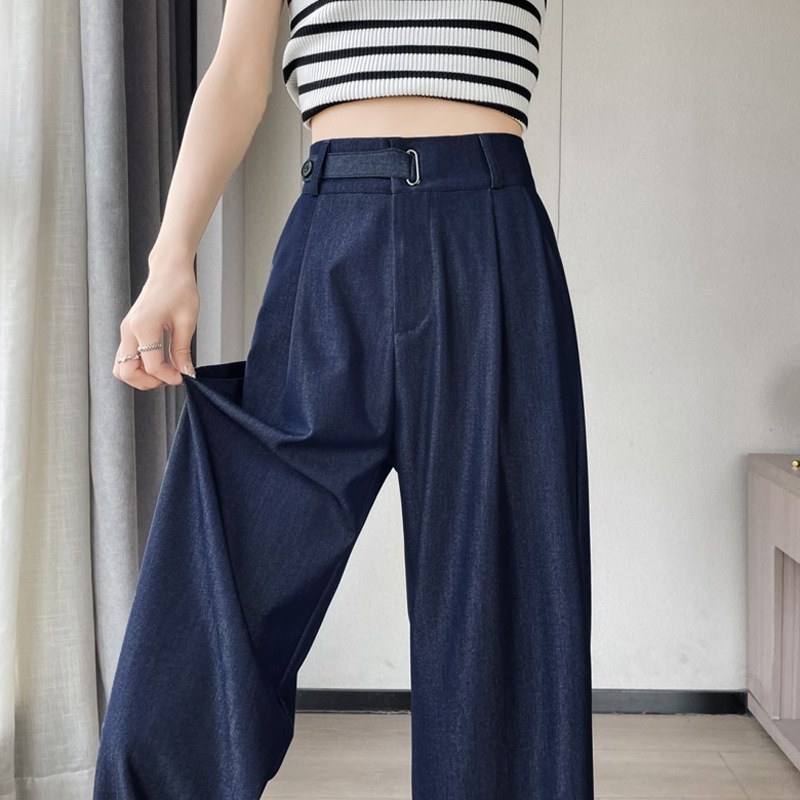 天丝牛仔设计感直筒宽松窄版阔腿
