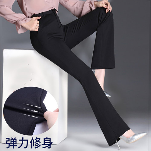 韩版面料加绒加厚弹力修身妈妈裤