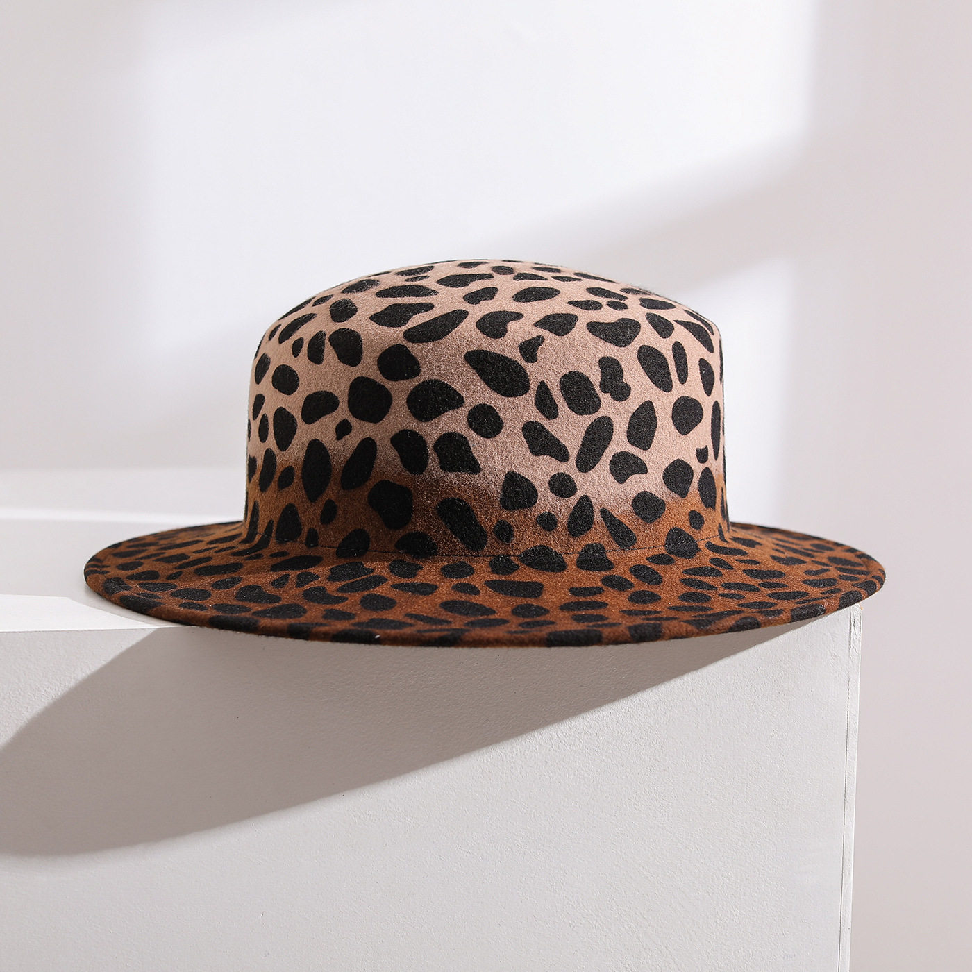 复古老钱风豹纹帽子女士2025秋冬新款时尚英伦风礼帽大檐爵士帽潮