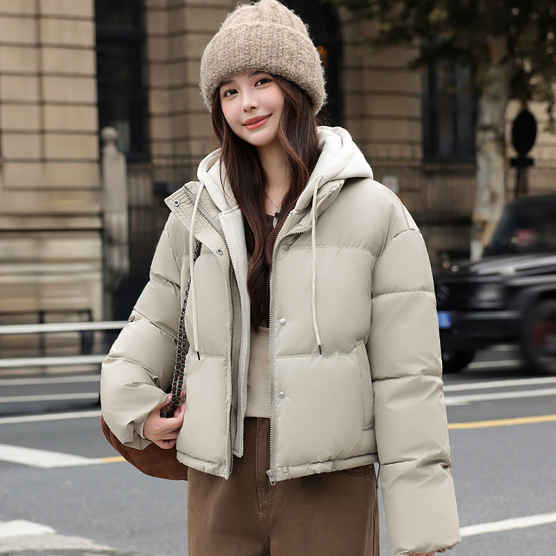假两件羽绒棉服女冬季2025年新款小个子连帽加厚棉服高端爆款外套