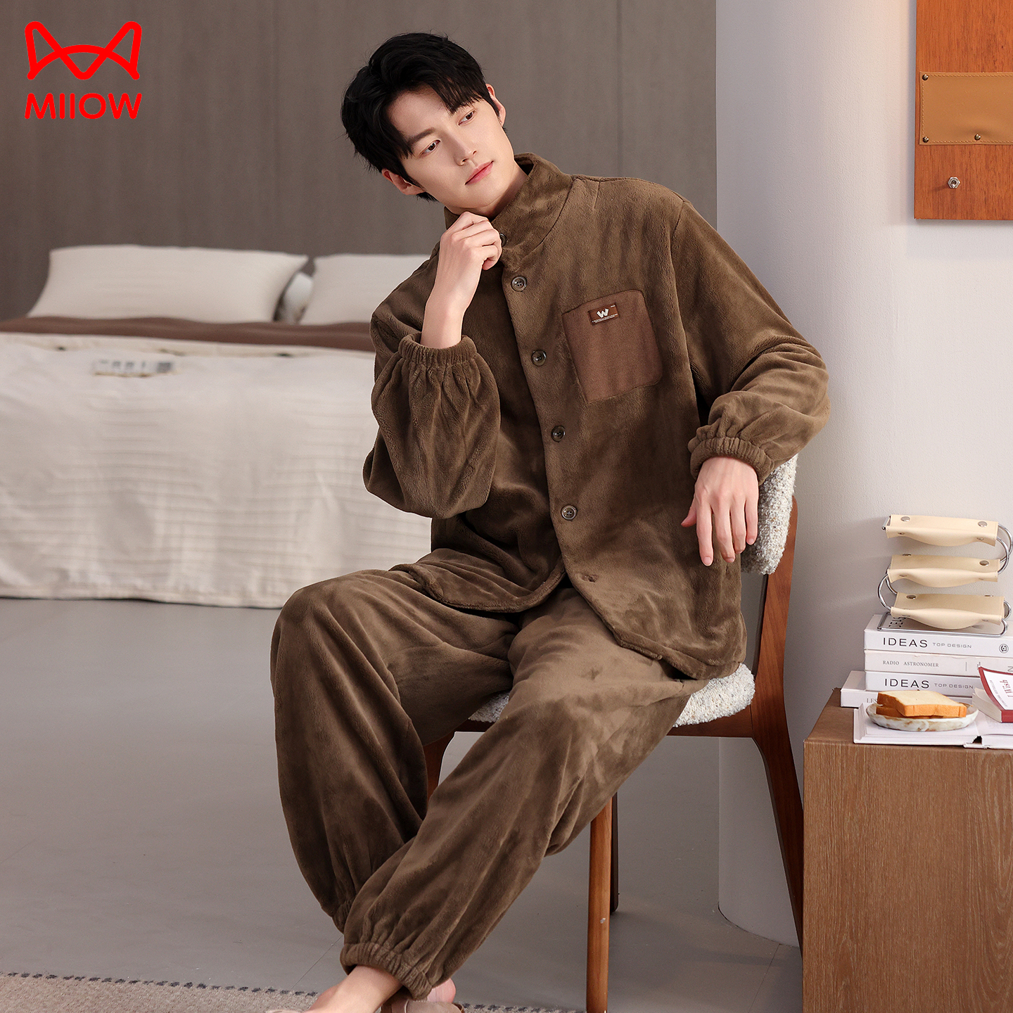 猫人法兰绒睡衣保暖舒适