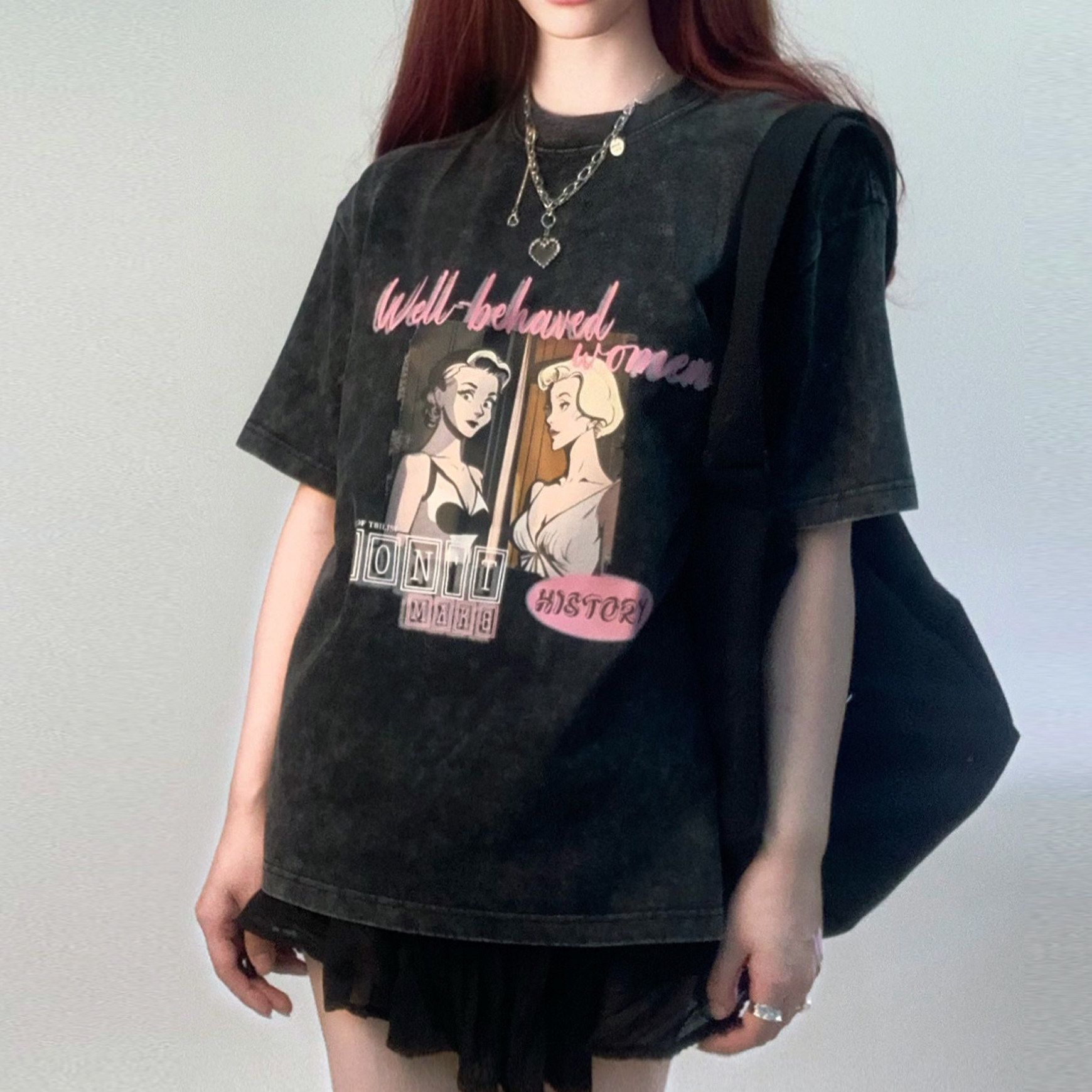 tbilisi 女性主义//打破常规!原创水洗 美式复古短袖卡通纯棉tee