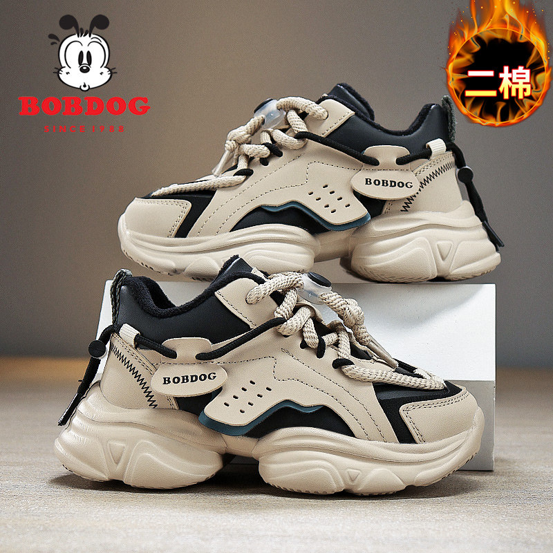 巴布豆女童老爹鞋秋冬季加绒保暖