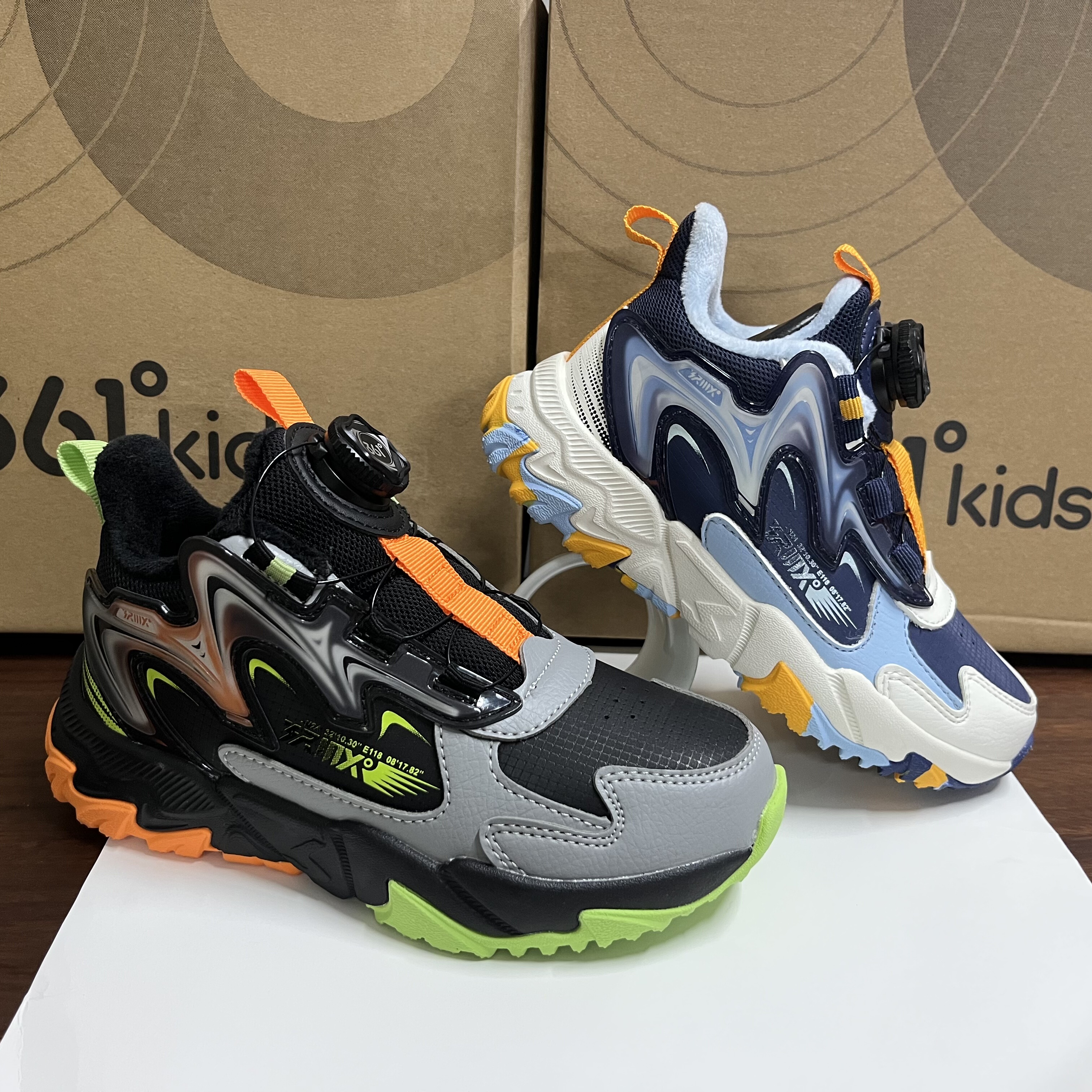 商场同款 25年新款三十六度一童鞋防水皮面大棉鞋加绒儿童运动鞋