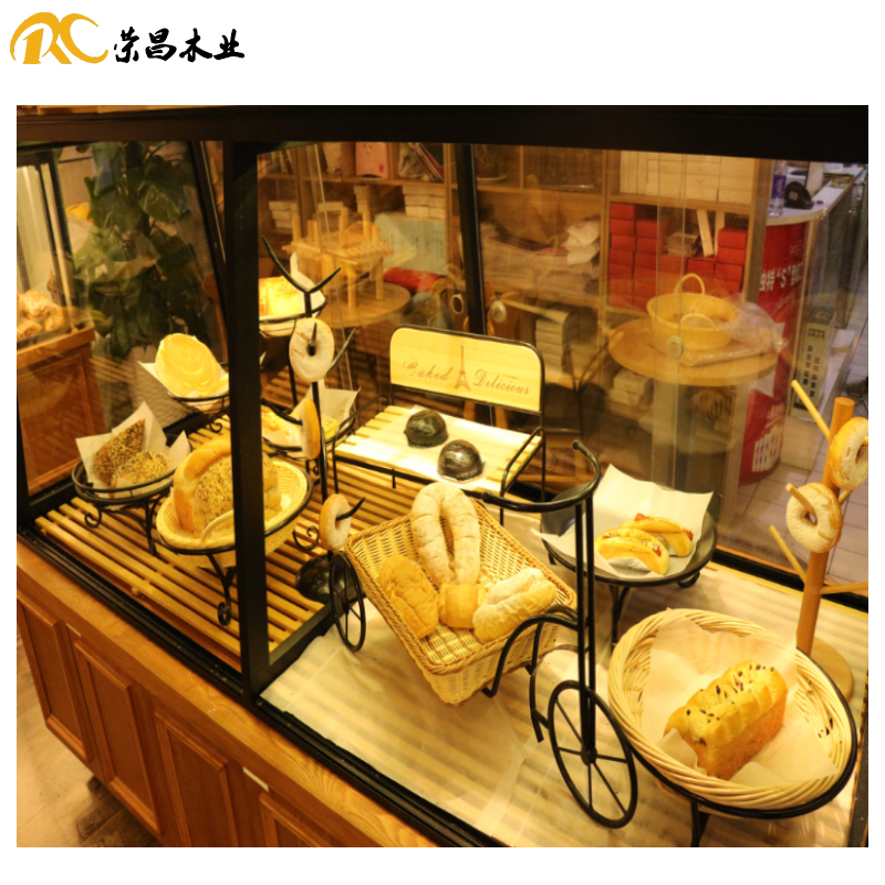 面包店摆件套装烘焙店陈列道具铁艺木质展架中岛柜全套软装包邮