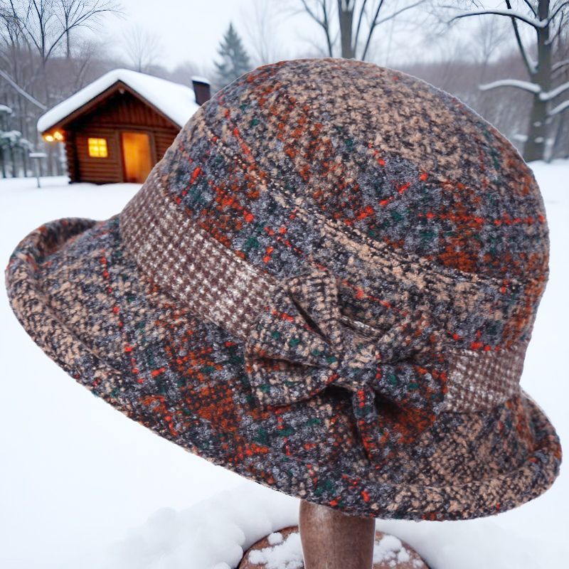 秋冬季妈妈毛呢老人礼帽奶奶布盆帽春秋加厚渔夫帽中老年人帽子