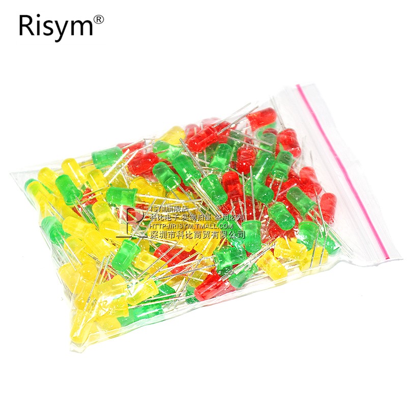 ?RisymºìÂ̰ü 5mm LEDµÆ Ôª¼þ»Æ ¸÷50¸ö ·¢¹â¶þ¼«¹Ü°ü ¹²150¸ö/°ü