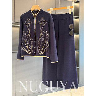 气质百搭中老年毛衣两件套 女2025年秋冬新款 中国风妈妈装 针织套装