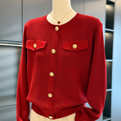 时髦洋气年轻妈妈装针织衫女2025年秋装新款上衣百搭中年人打底衫