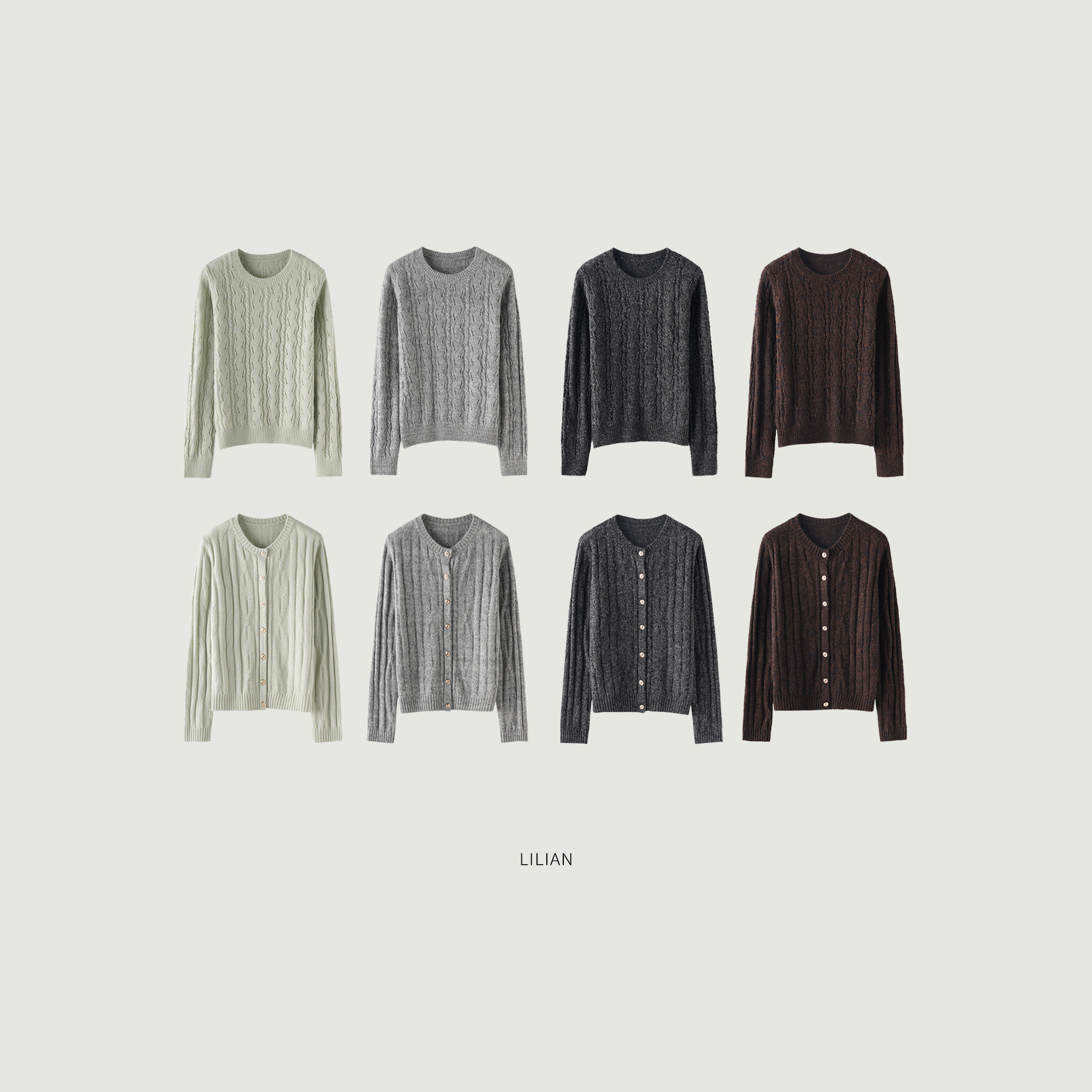 莉莉LIlian 肌理感重磅廓形羊绒羊毛休闲显瘦花纱针织衫25秋