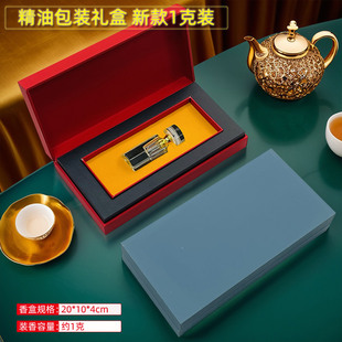 新款沉香精油包装礼盒1克装水晶玻璃瓶子装精油的空盒子支持定制