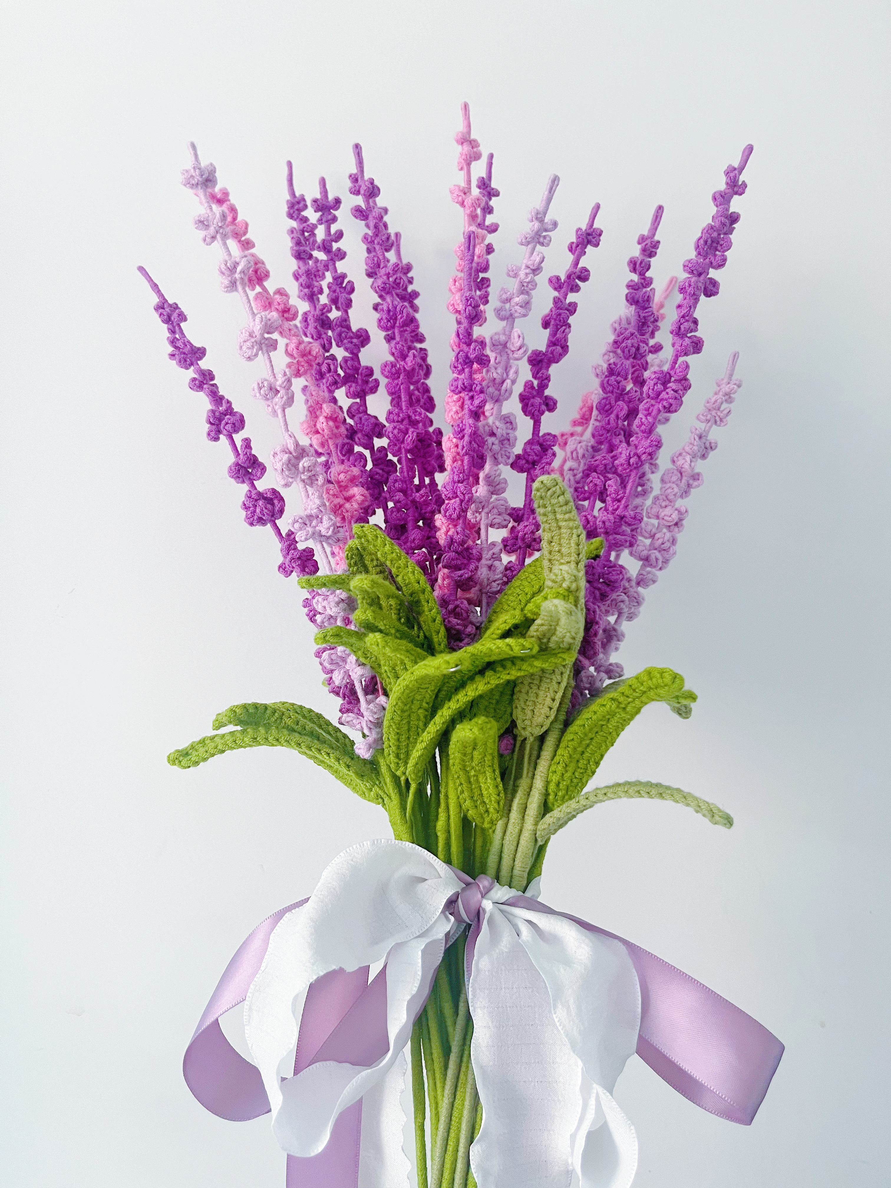 手工钩织薰衣草花束永久仿真毛线编织花居家装饰生日永生花礼物