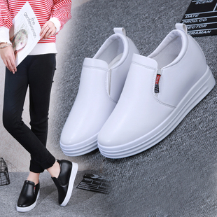 休闲女运动鞋 女内增高厚底百搭一脚蹬懒人坡跟单鞋 小白鞋 春夏新款