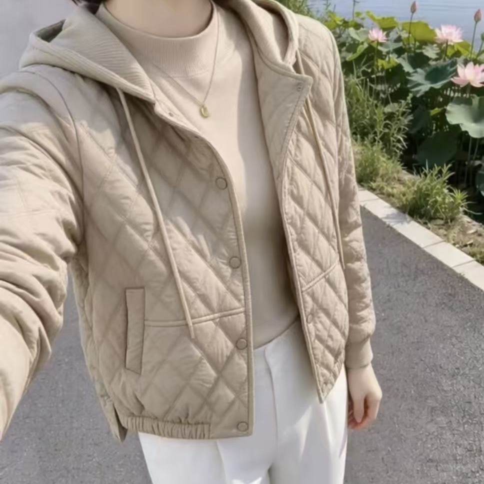 冬季小个子轻薄款棉袄外套短款棉服女士新款时尚连帽保暖棉衣上衣