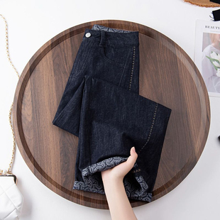 女2025夏季 直筒裤 新款 宽松显瘦爆款 高腰设计休闲弯刀裤 牛仔裤