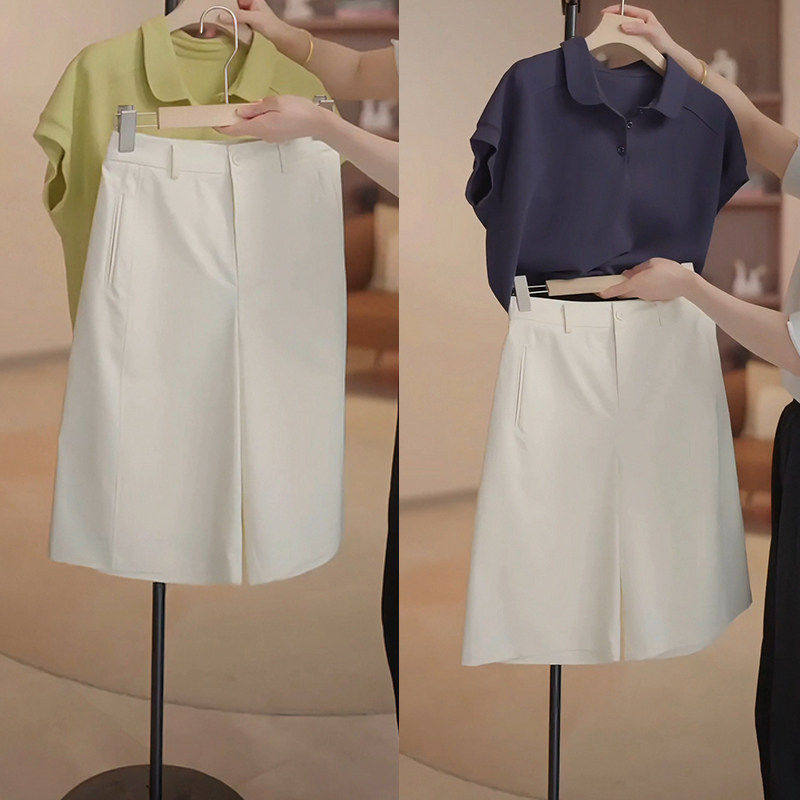 2026夏季新款五分裤女小个子高腰宽松直筒高级感休闲五分裤女纯色