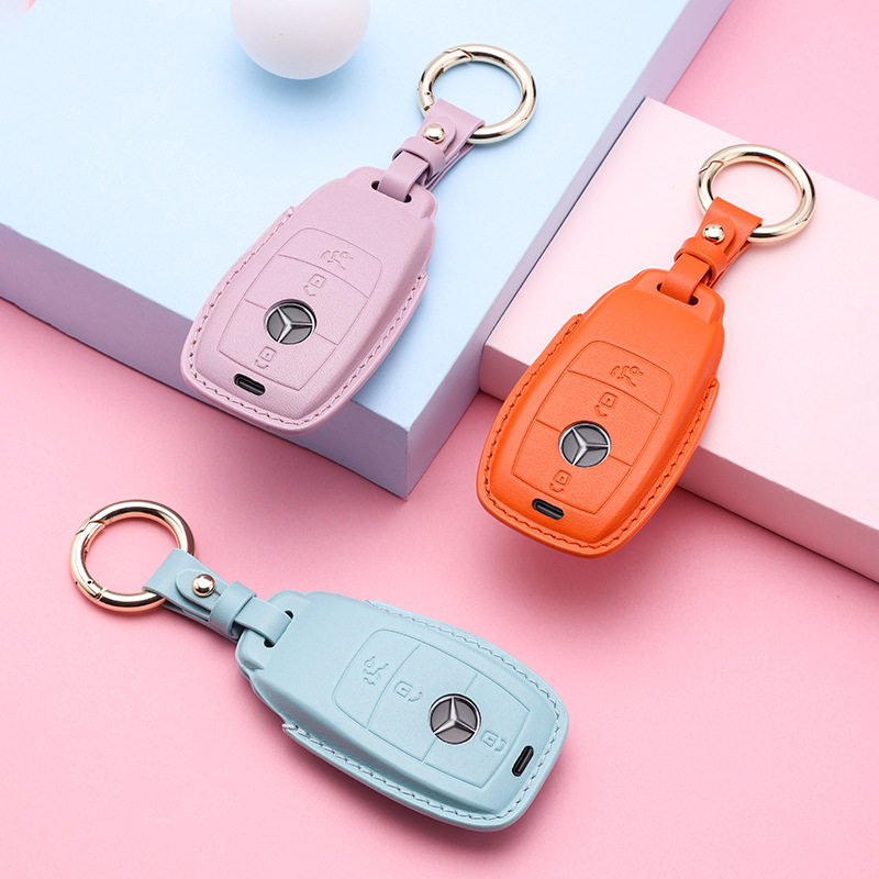 汽车钥匙包适用奔驰新E/A/B女款260L/S320L真皮套