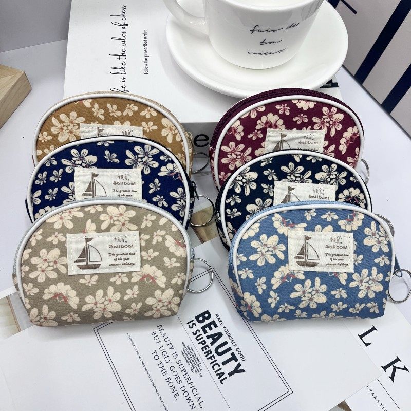 新款半圆零钱包帆布硬币包田园迷你小包手拿布艺小礼品韩版简约,箱包皮具/热销女包/男包,钱包,淘宝优惠券,粉丝福利购,淘宝优惠卷