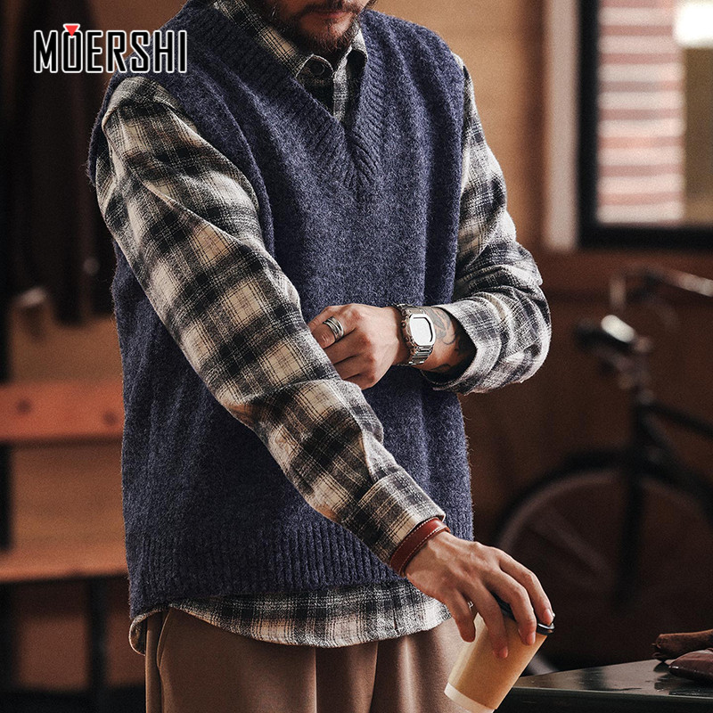 美式混纺叠穿针织衫马甲男款秋冬