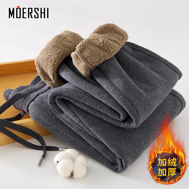 仿羊羔绒卫裤男士加绒加厚运动裤