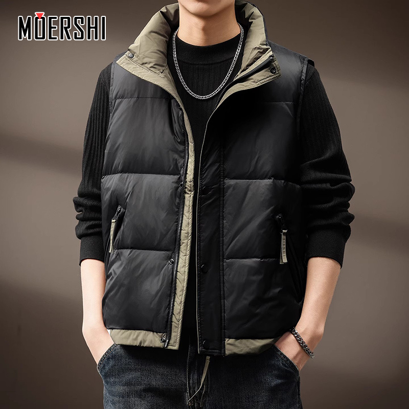 白鸭绒轻薄羽绒马甲男休闲外套