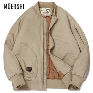 棉衣外套加厚袄子工装 美式 款 秋冬季 宽松棒球棉服 复古飞行夹克男士