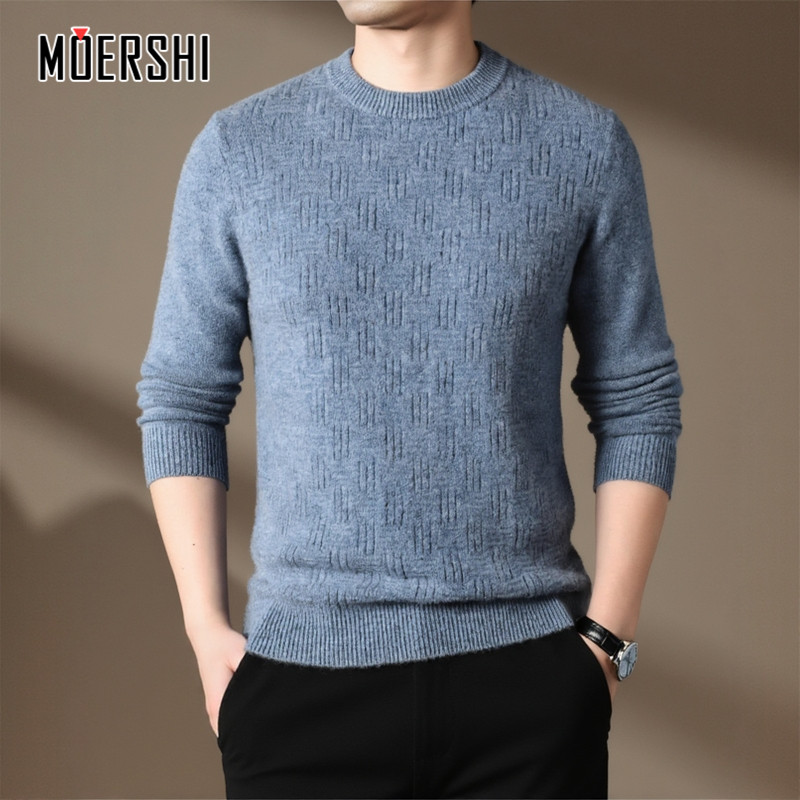 100羊绒衫男士圆领厚款针织衫